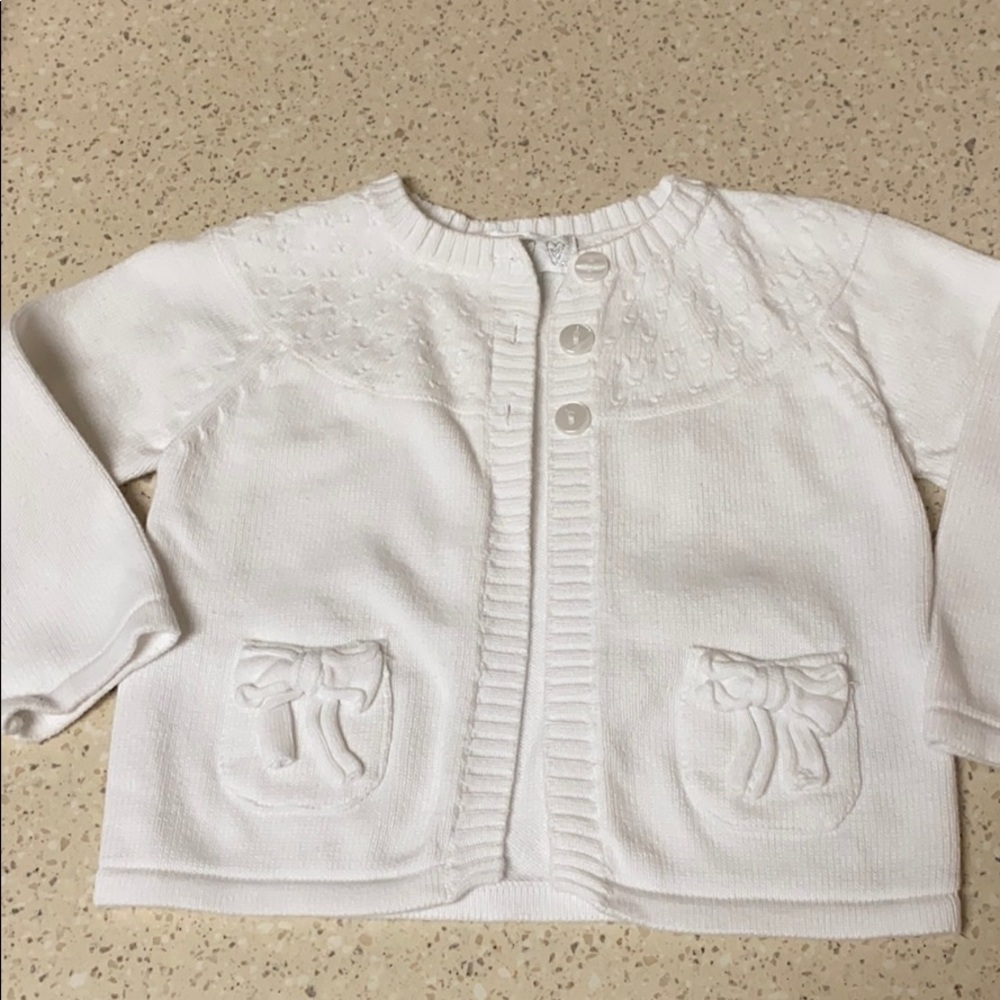 Girls white sweater cardigan jacket